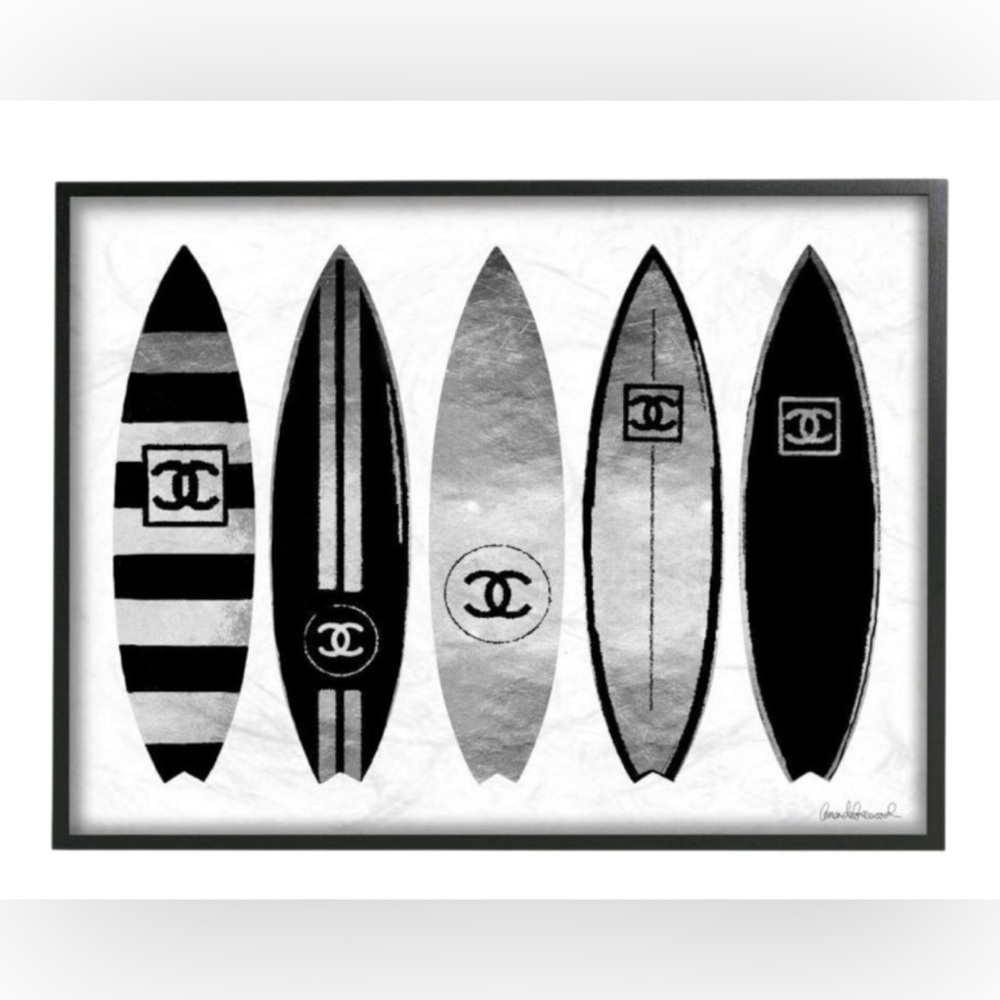 NIP CHANEL Framed Monochrome Surfboard Art 
Licensed By Amanda Greenwood - Picture 3 of 7